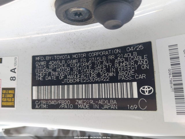 2025 Toyota COROLLA HYBRID LE 照片 9