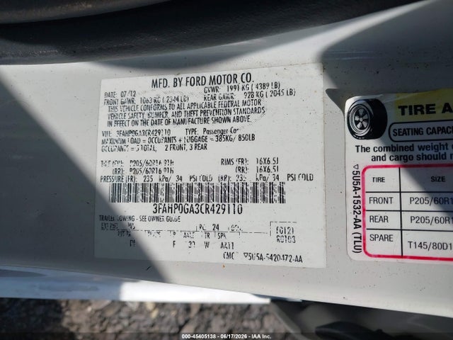 صورة 9 لـ 2012 FORD FUSION S