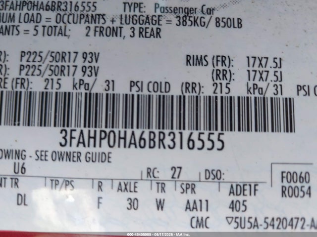 صورة 9 لـ 2011 FORD FUSION SE