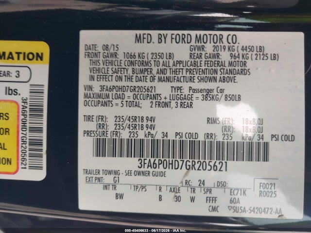 2016 FORD FUSION SE — фото 9