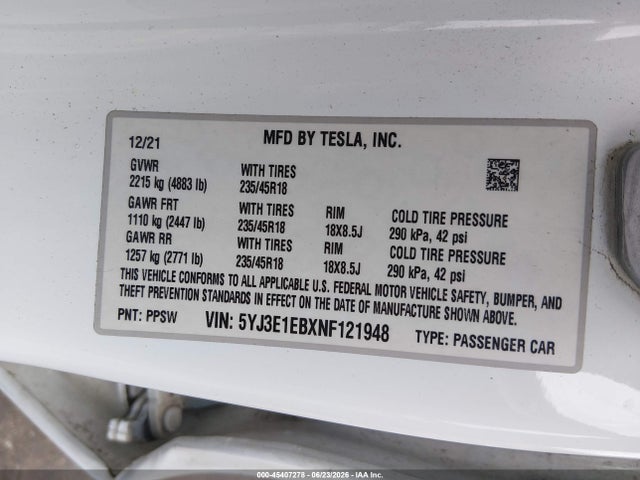2022 Tesla MODEL 3 LONG RANGE DUAL MOTOR ALL-WHEEL DRIVE 照片 9