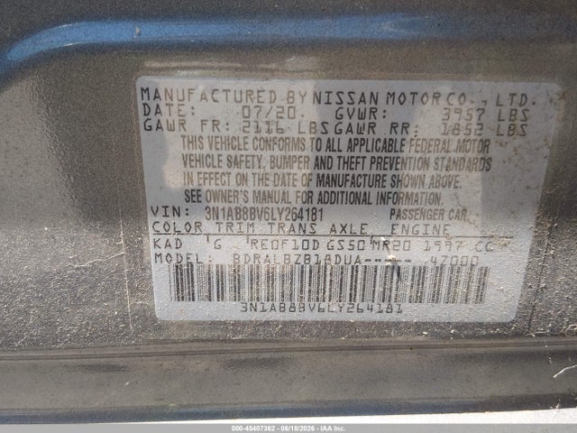 2020 Nissan SENTRA S XTRONIC CVT — фото 9