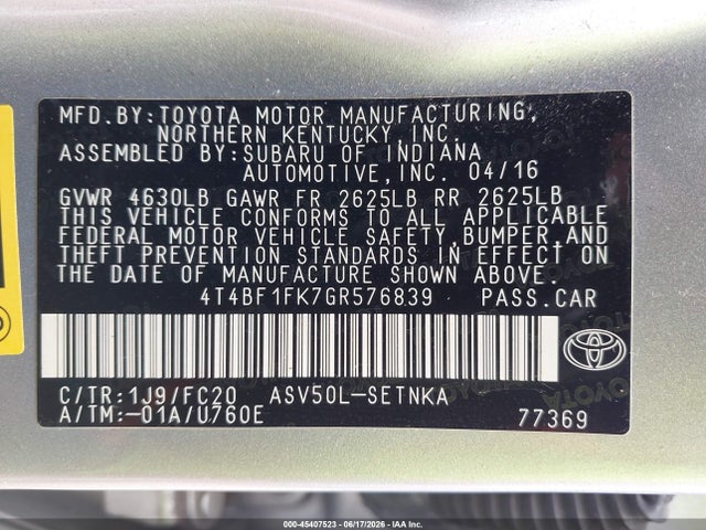 2016 Toyota CAMRY LE photo 9