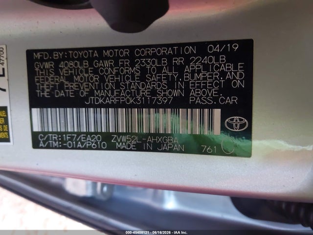 2019 Toyota PRIUS PRIME PREMIUM photo 9