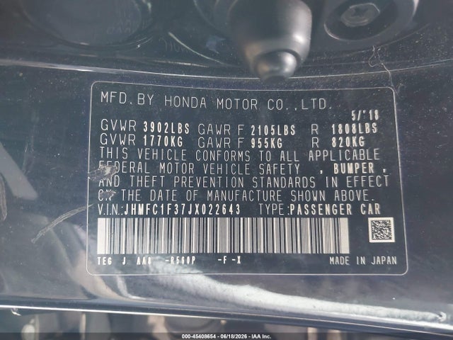 2018 HONDA CIVIC EX-T 9