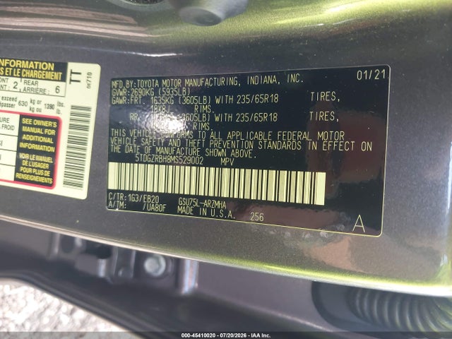 2021 TOYOTA HIGHLANDER XLE 9