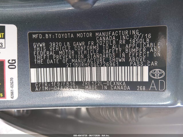 صورة 9 لـ 2016 Toyota COROLLA LE