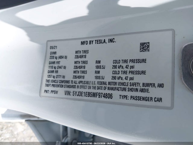 2021 Tesla MODEL 3 LONG RANGE — фото 9