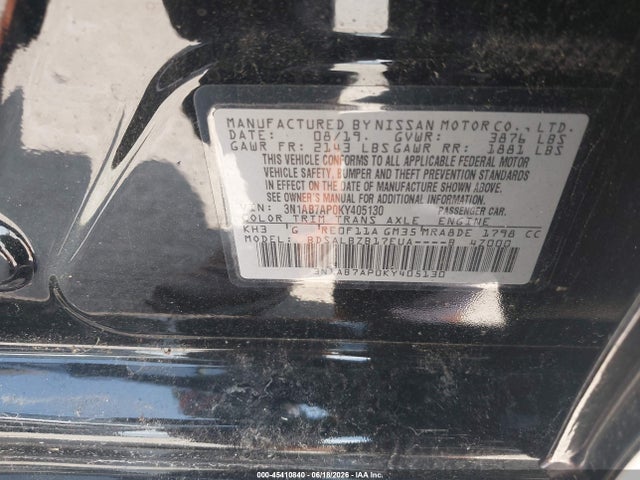 2019 Nissan SENTRA S photo 9