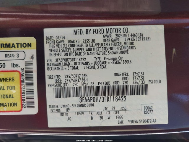 صورة 9 لـ 2015 FORD FUSION SE