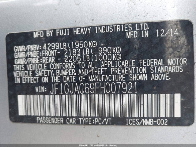 2015 Subaru IMPREZA 2.0I PREMIUM 照片 9