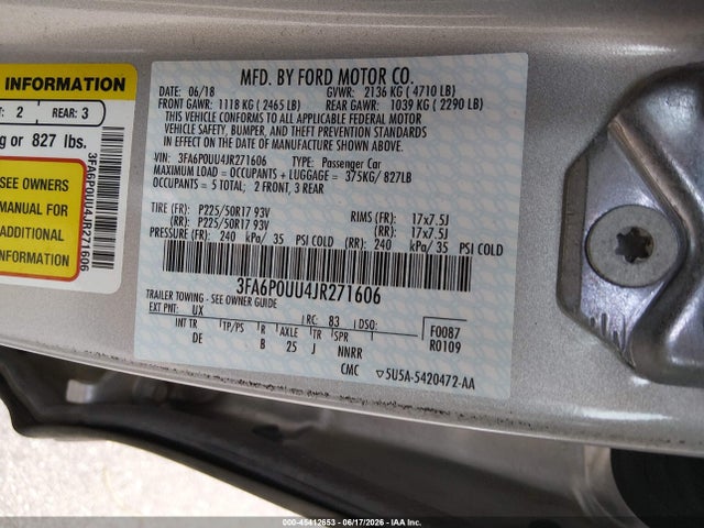 2018 FORD FUSION HYBRID S 照片 9