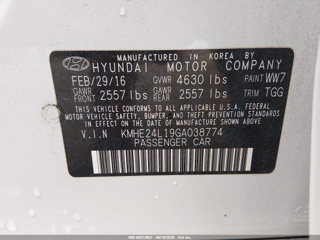 2016 Hyundai SONATA HYBRID SE 照片 9
