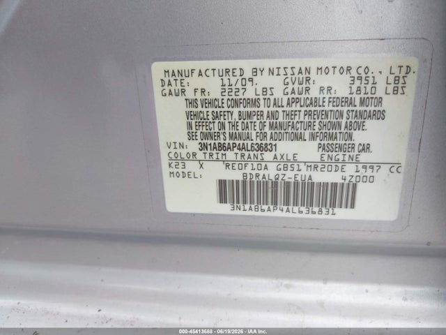 2010 Nissan SENTRA 2.0 照片 9