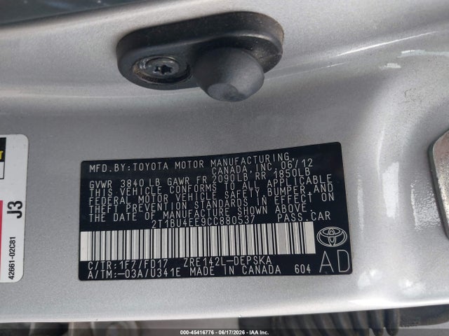 2012 Toyota COROLLA S photo 9