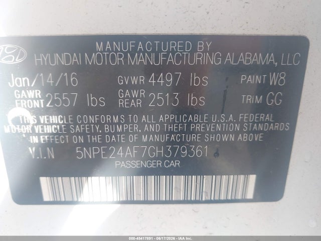 2016 Hyundai SONATA SE photo 9
