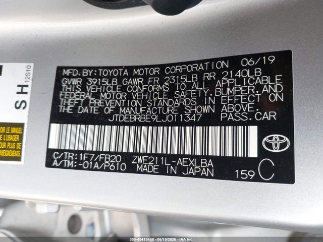 2020 Toyota COROLLA HYBRID LE photo 9