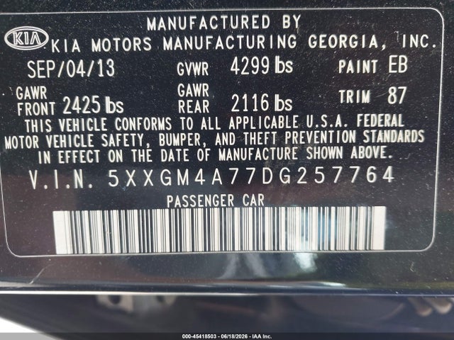 2013 KIA OPTIMA LX photo 9