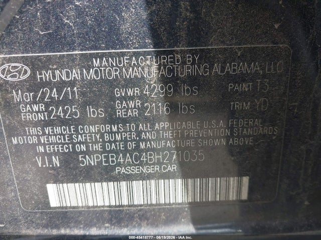 2011 Hyundai SONATA GLS 照片 9