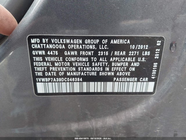 2013 Volkswagen PASSAT 2.5L SE 照片 9