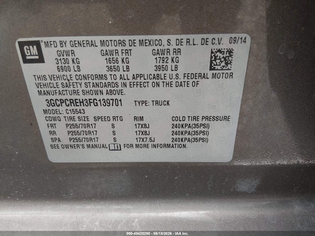 2015 Chevrolet SILVERADO 1500 1LT — фото 9
