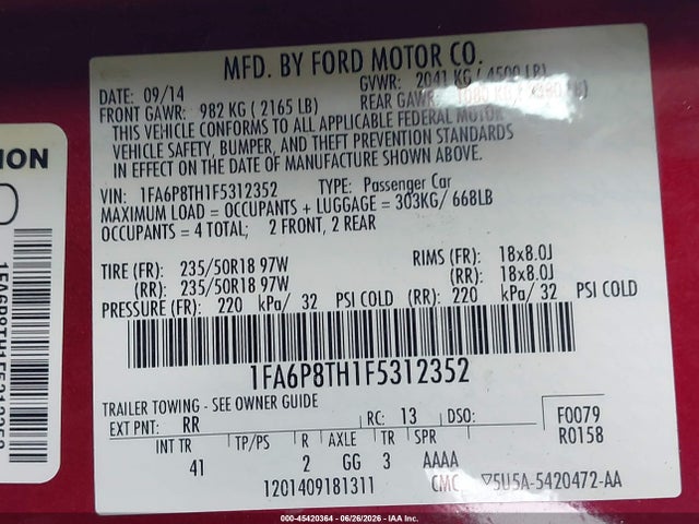 صورة 9 لـ 2015 FORD MUSTANG ECOBOOST