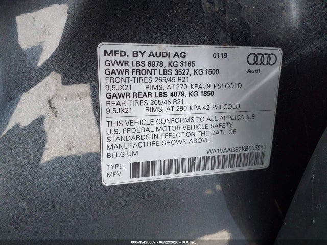 2019 AUDI E-TRON PREMIUM PLUS 9