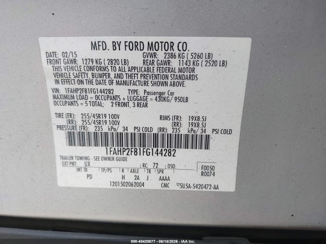 صورة 9 لـ 2015 FORD TAURUS LIMITED