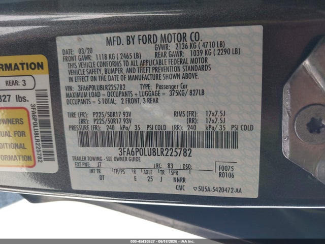 صورة 9 لـ 2020 FORD FUSION HYBRID SE