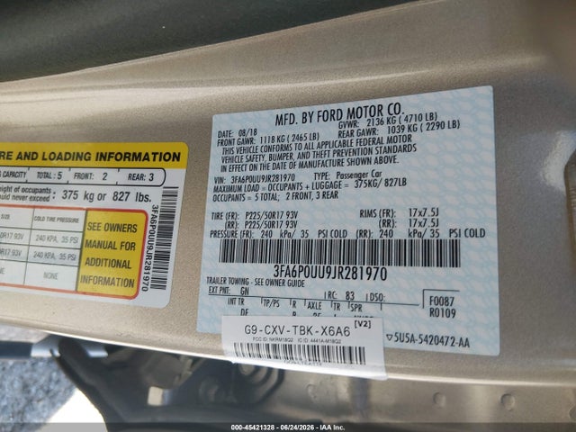 2018 FORD FUSION HYBRID S 照片 9