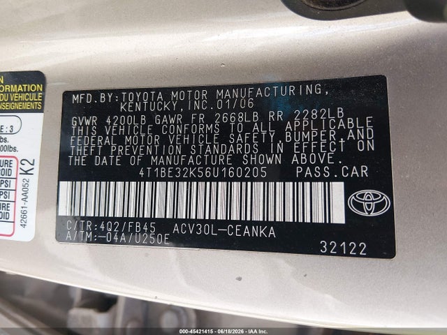 2006 Toyota CAMRY LE photo 9