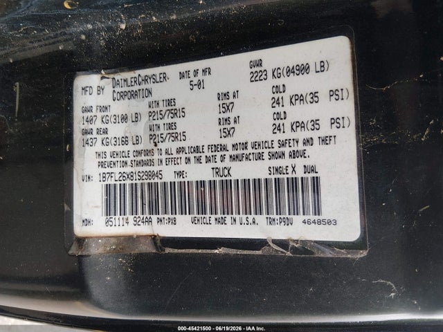 صورة 9 لـ 2001 Dodge DAKOTA SLT/SPORT