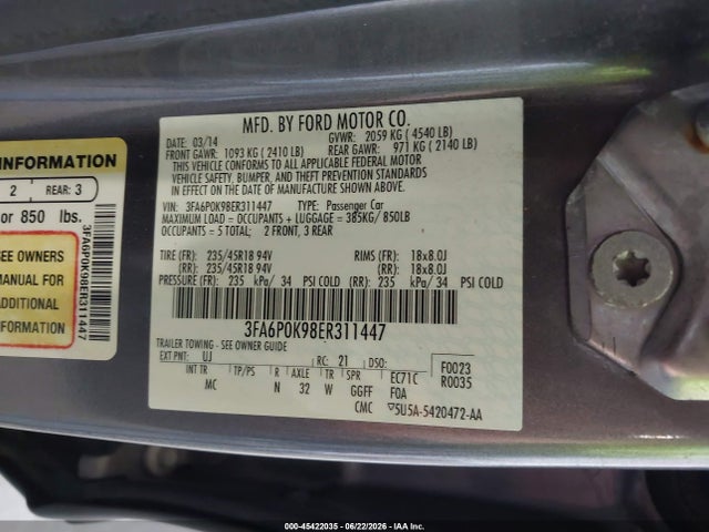 صورة 9 لـ 2014 FORD FUSION TITANIUM