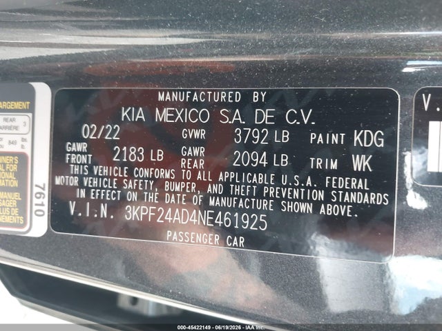 2022 KIA FORTE LXS 照片 9