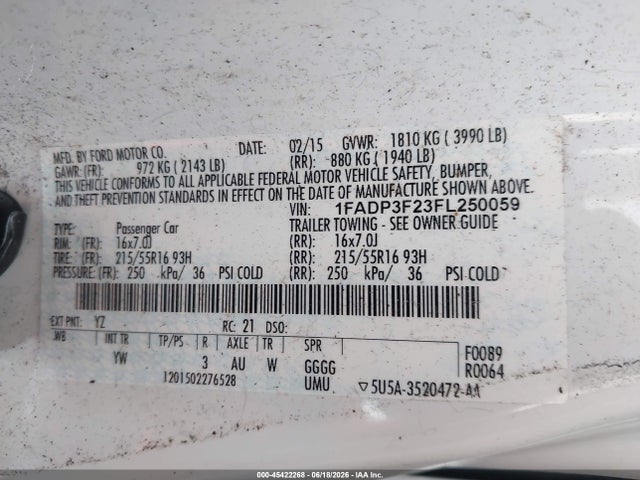2015 FORD FOCUS SE 照片 9