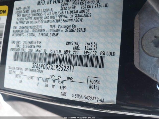 صورة 9 لـ 2020 FORD FUSION S