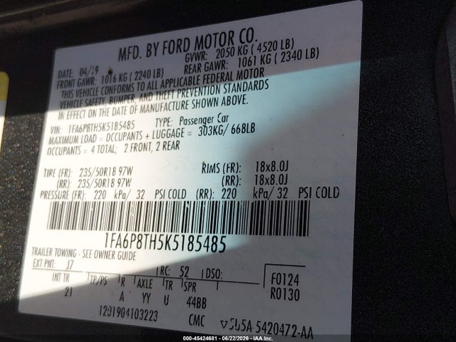 2019 FORD MUSTANG ECOBOOST 照片 9