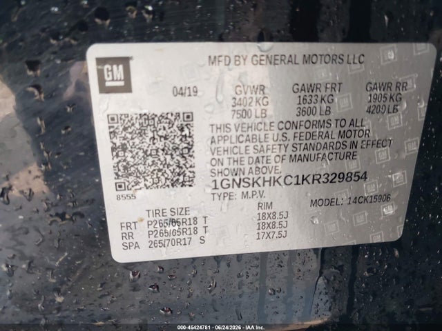 2019 CHEVROLET SUBURBAN LT 9