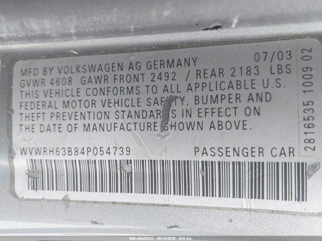 2004 Volkswagen PASSAT GLX 照片 9