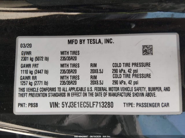 صورة 9 لـ 2020 Tesla MODEL 3 PERFORMANCE DUAL MOTOR ALL-WHEEL DRIVE