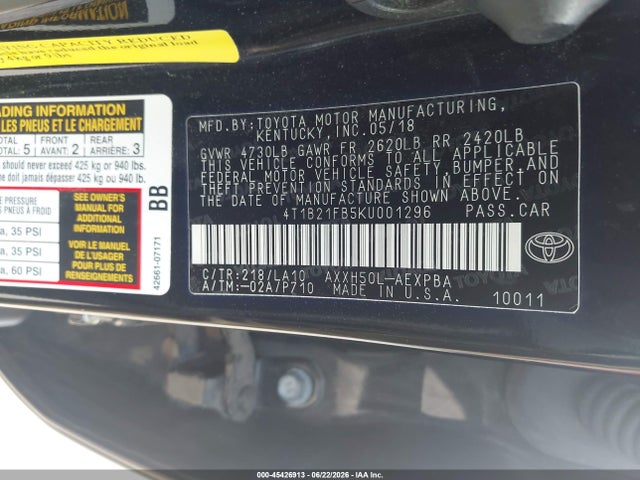 2019 TOYOTA AVALON HYBRID LIMITED 9