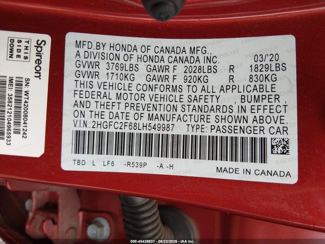 صورة 9 لـ 2020 Honda CIVIC LX