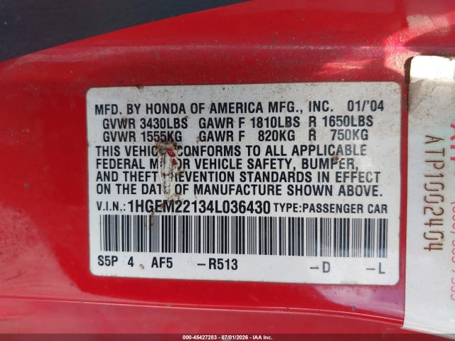 2004 Honda CIVIC VP 照片 9