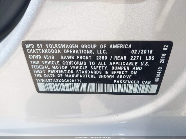 صورة 9 لـ 2016 Volkswagen PASSAT 1.8T S