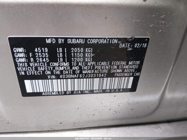 2018 Subaru LEGACY 2.5I PREMIUM 照片 9