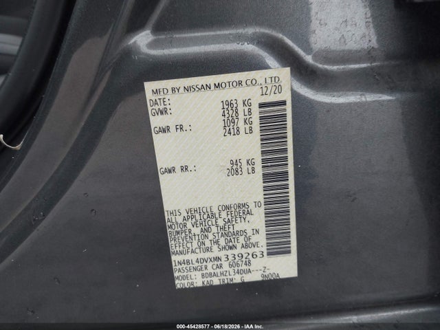 2021 Nissan ALTIMA SV FWD 照片 9