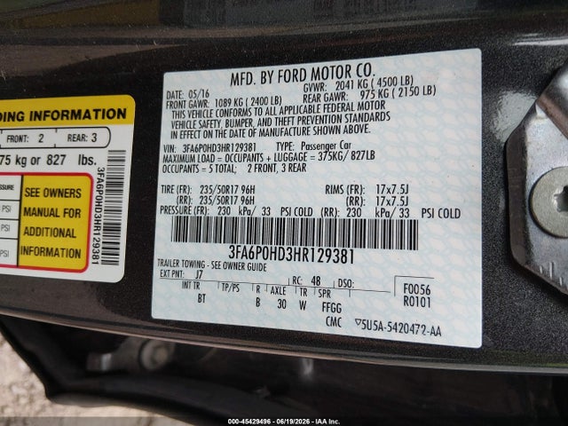 صورة 9 لـ 2017 FORD FUSION SE