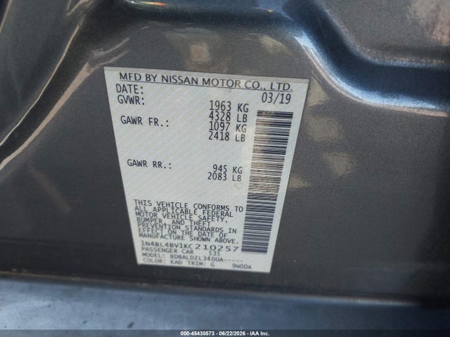 2019 Nissan ALTIMA 2.5 S 照片 9