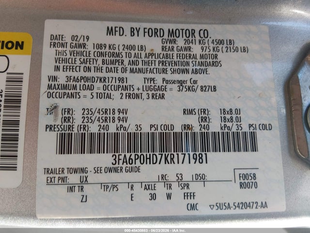 2019 FORD FUSION SE — фото 9