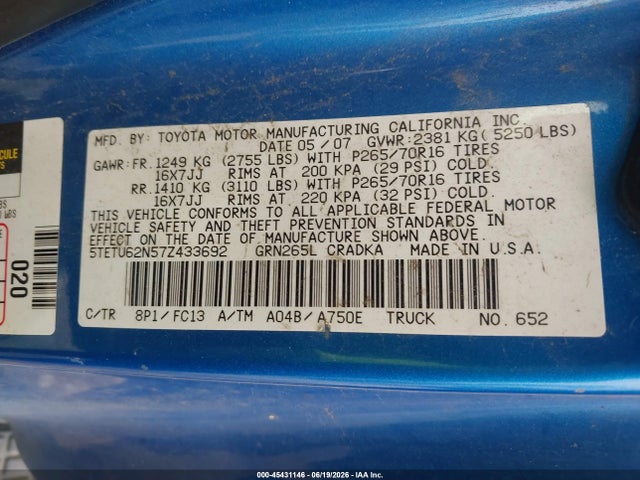 2007 Toyota TACOMA PRERUNNER V6 photo 9